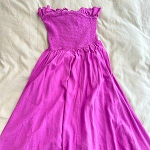 Purple strapless dress